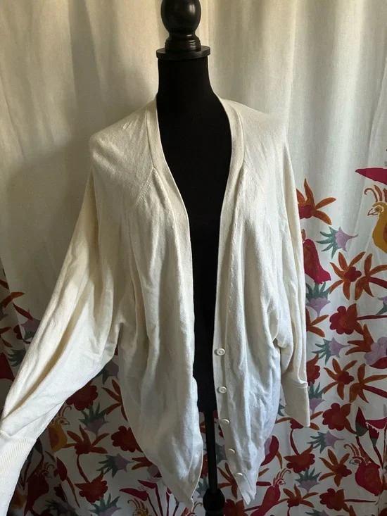See by Chloé Cashmere Light Cream Button up Bat-Wing Cardigan Size L - Picture 3 of 15